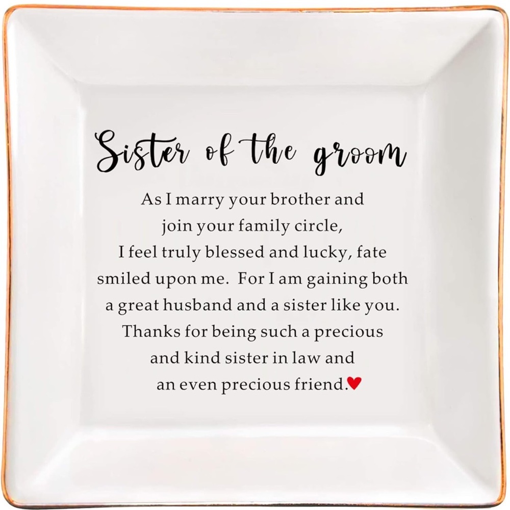 Sentimental Sister of the Groom Ring Plate